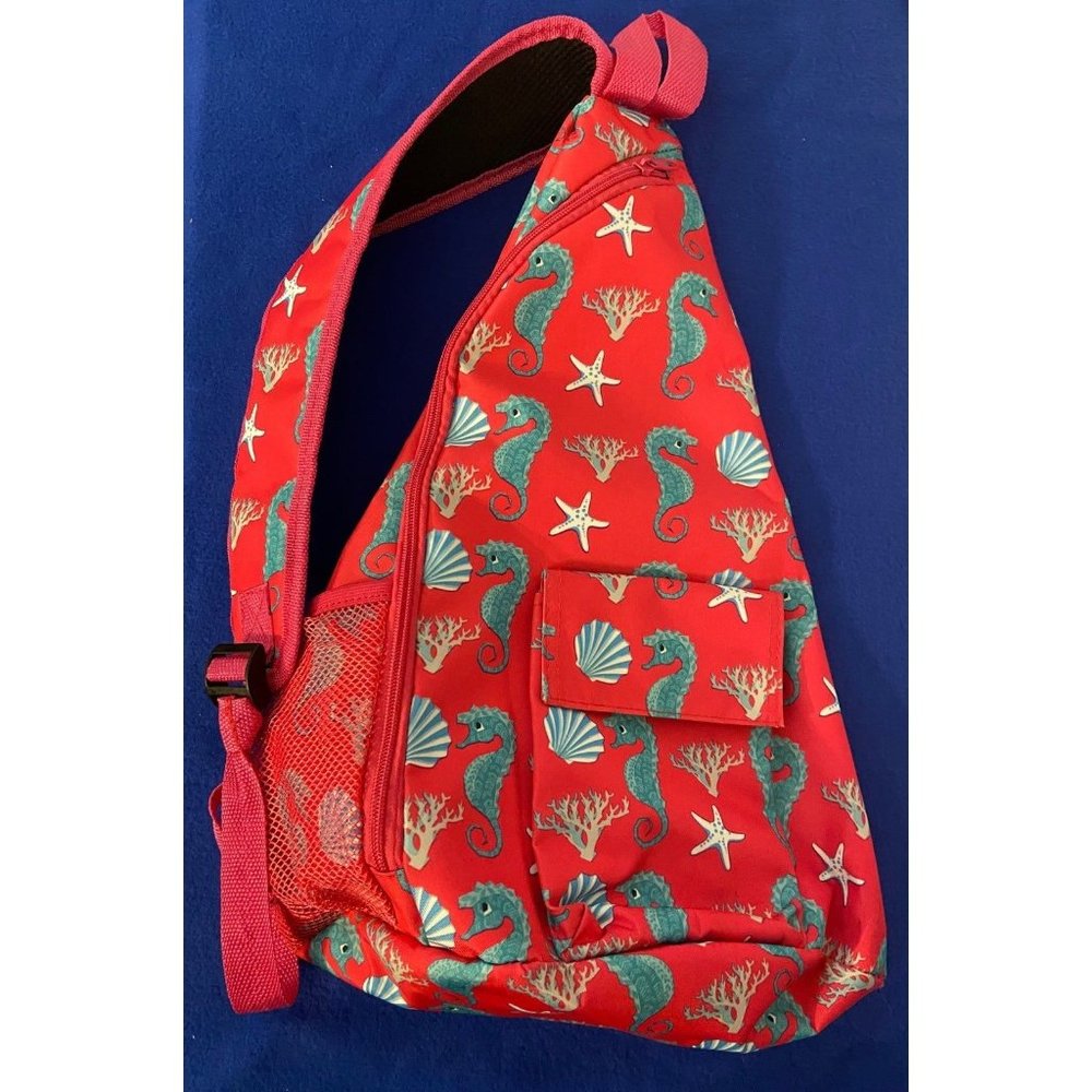 Pink Seahorse Sling Backpack